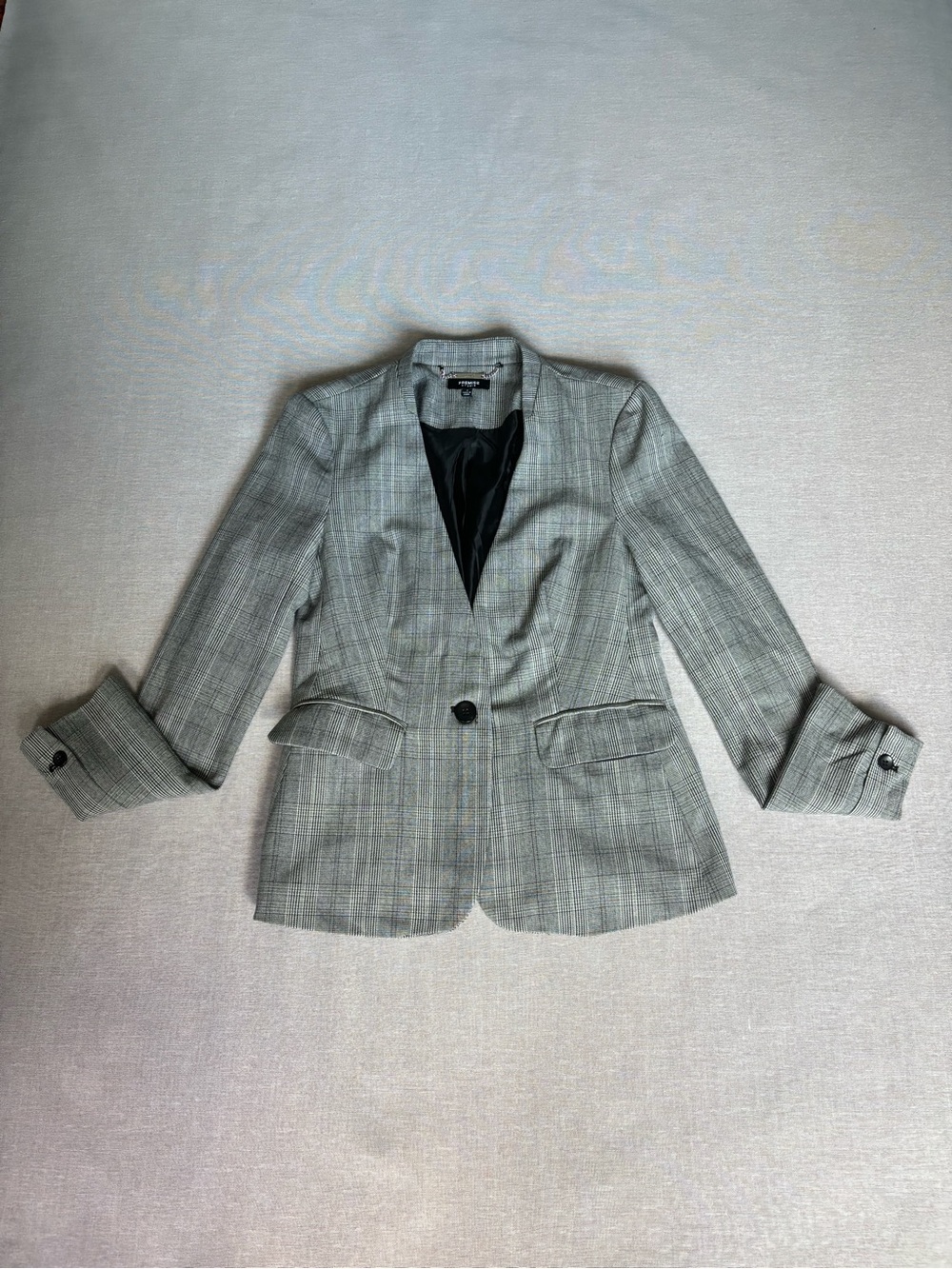 Premise Studio black & white plaid work office professional tailored blazer size